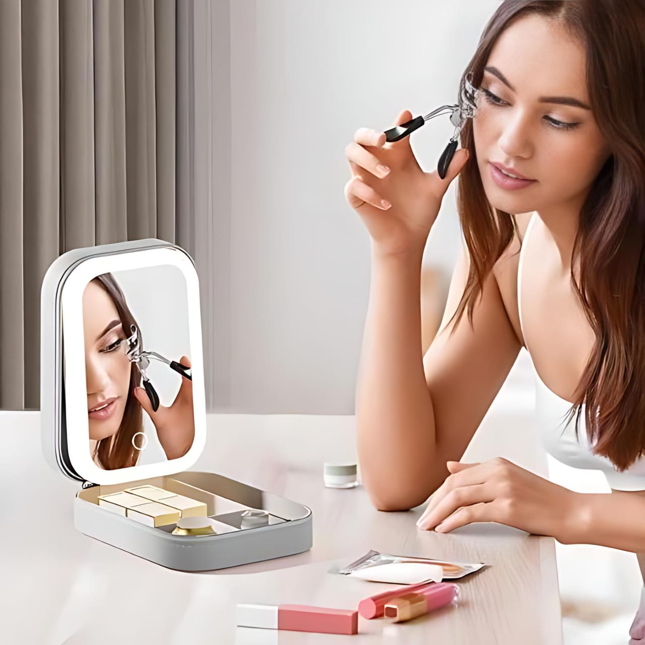 Nexonicz Portable LED Makeup Mirror Box & Storage Combo
